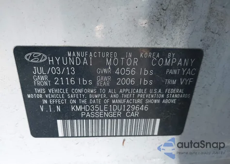 2013 Hyundai Elantra Gt из США, поврежденный, VIN KMHD35LE1DU129646